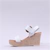 Oh My Sandals Square Buckle Wedge - White